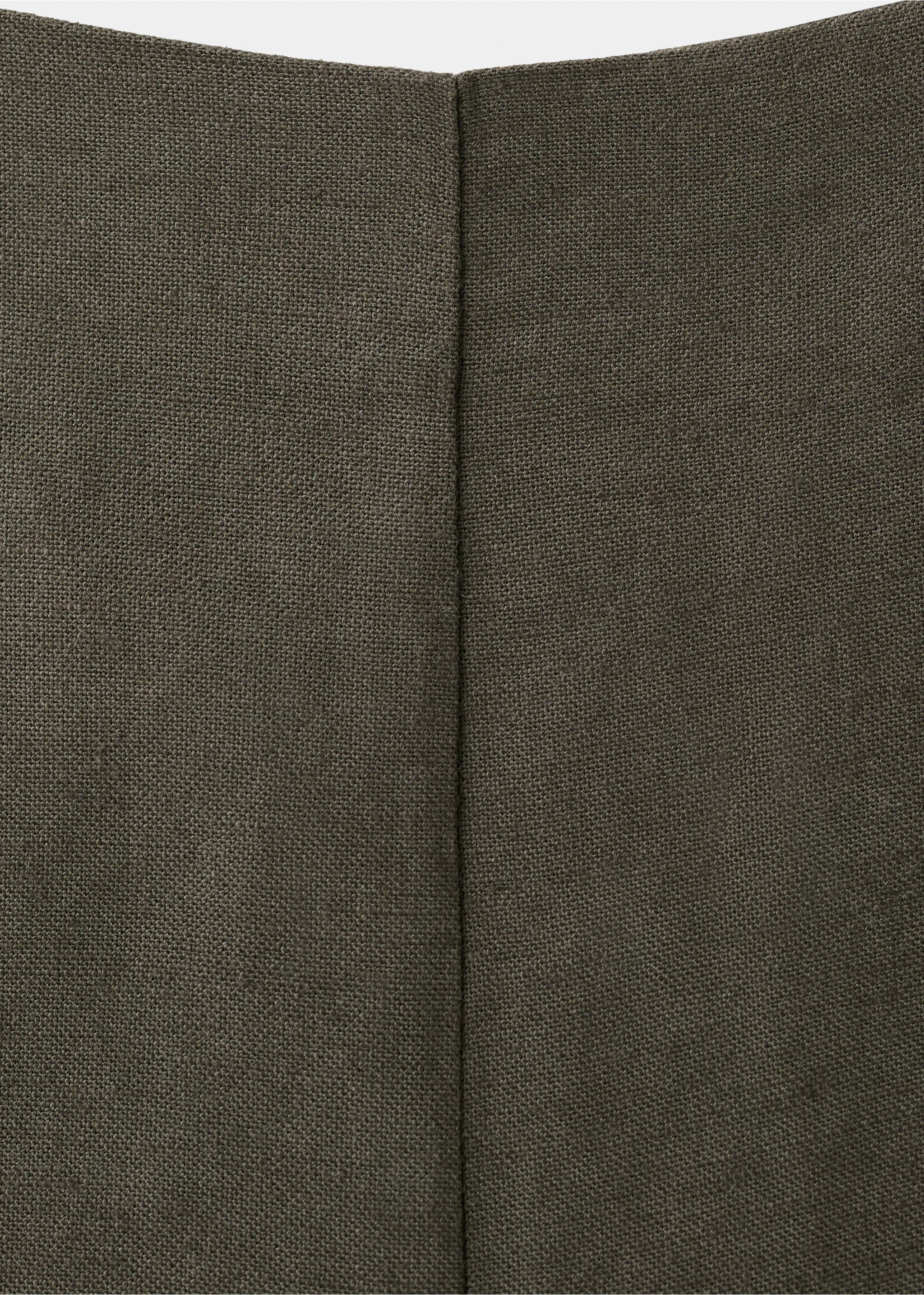 Straight linen-blend trousers - Details of the article 8, Khaki. Ref: 27097781-00.