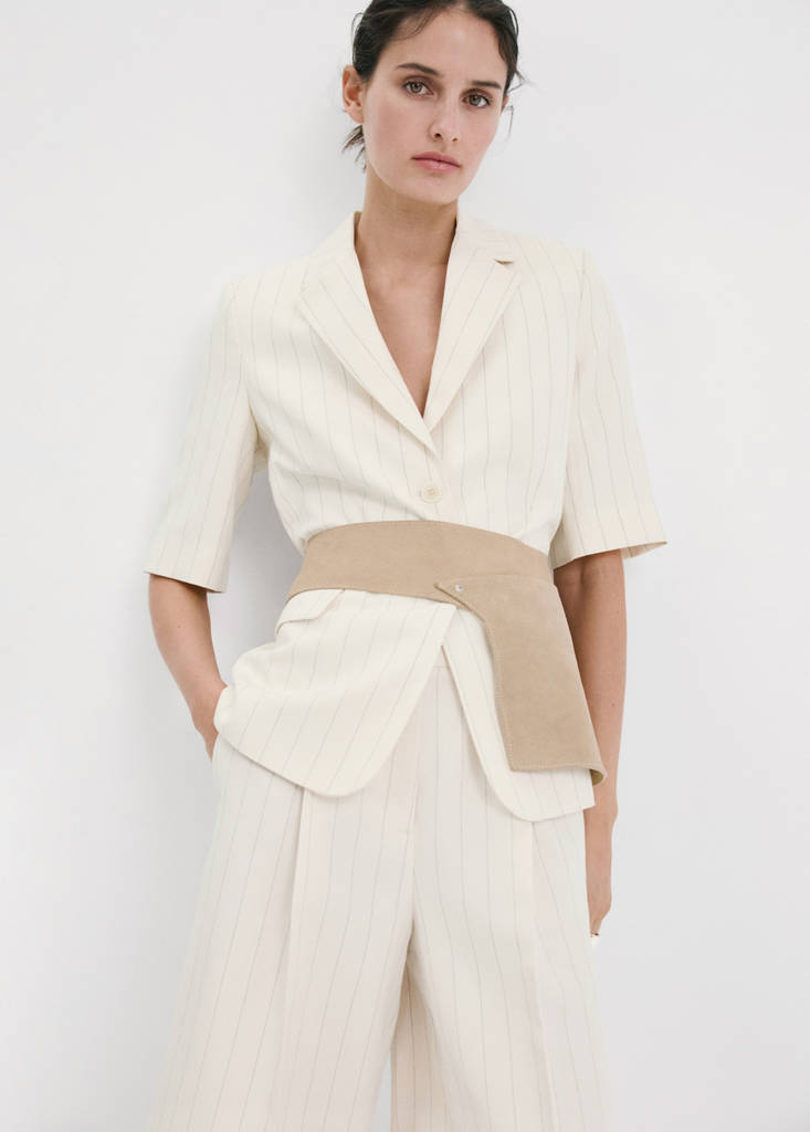 Straight linen Bermuda shorts — Ecru