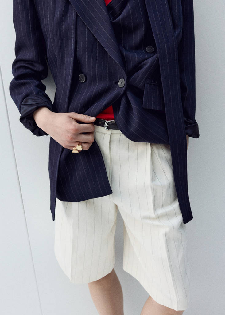 Straight linen Bermuda shorts — Ecru