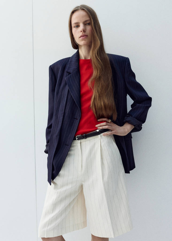 Straight linen Bermuda shorts — Ecru