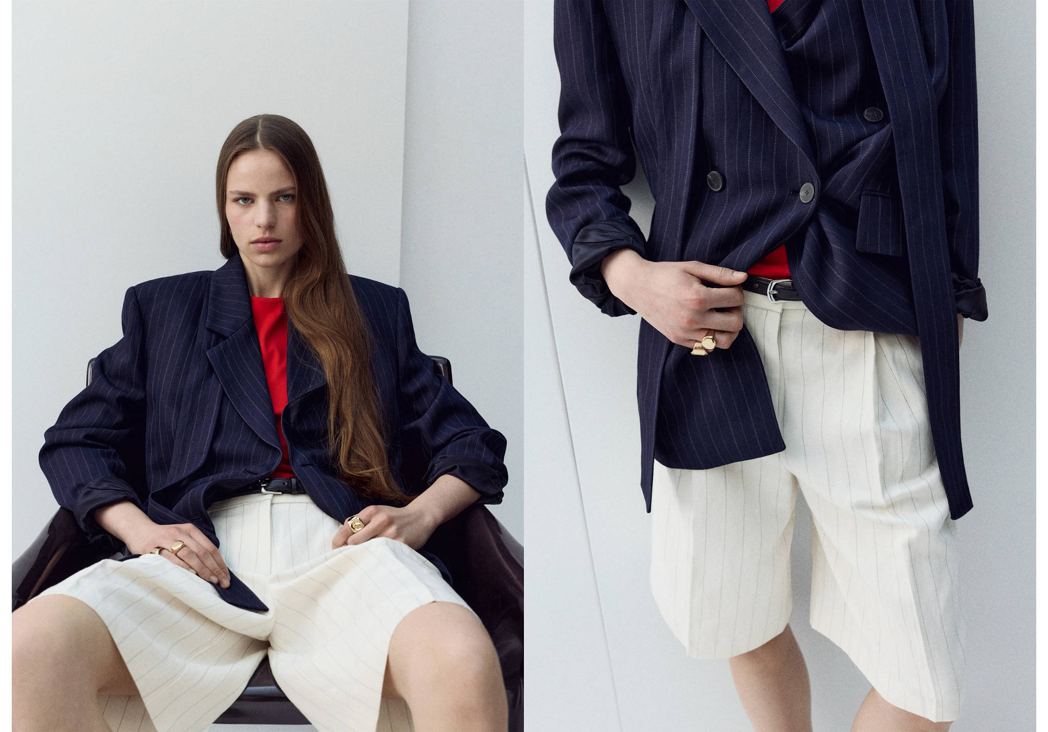 شورتات كتان مستقيمة - رؤية بانورامية