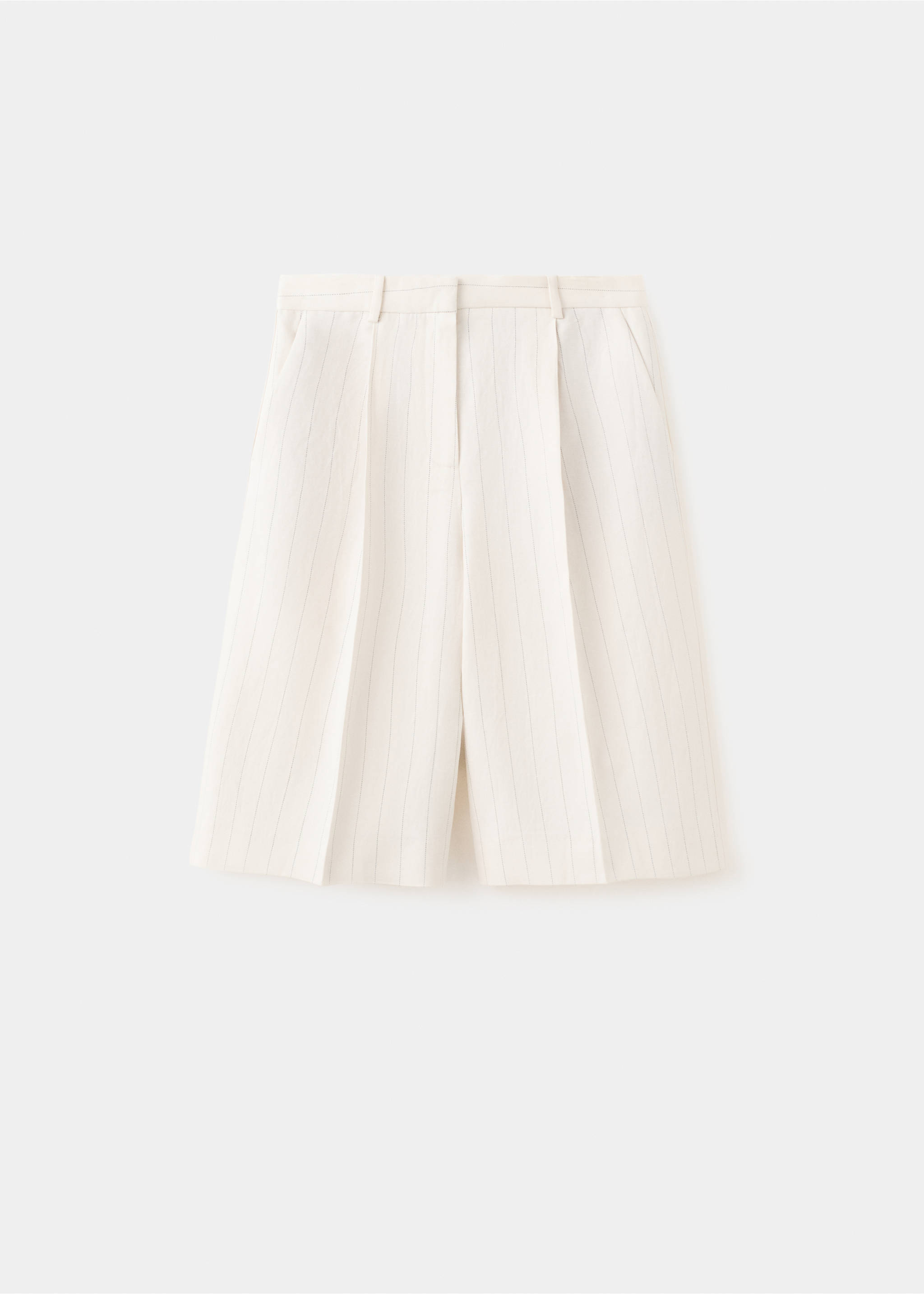 Straight linen Bermuda shorts - Article without model, Ecru. Ref: 27097782-00.