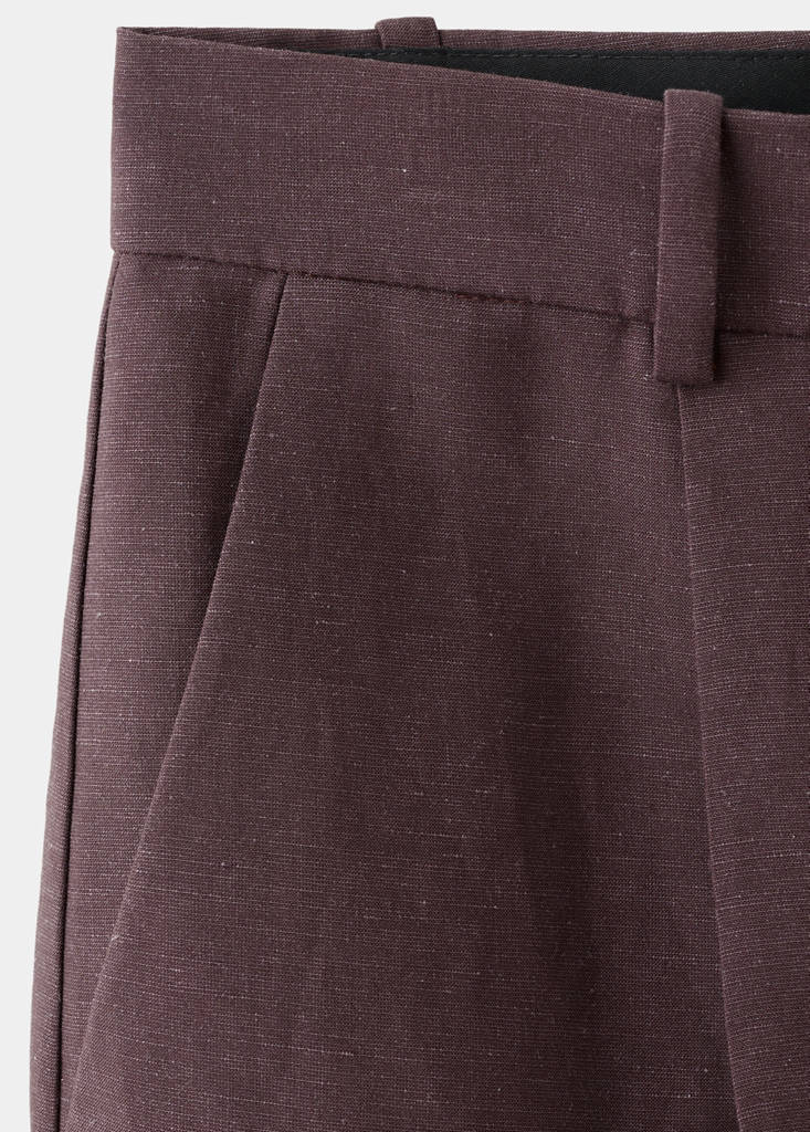 Straight linen Bermuda shorts — Purple