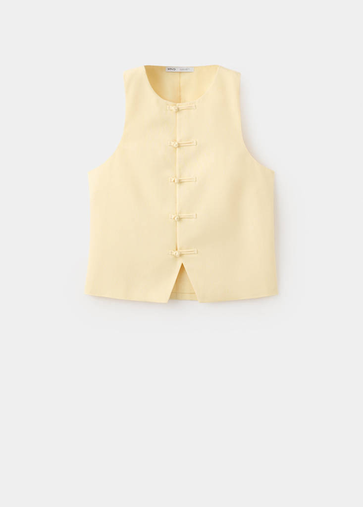 Linen toggle waistcoat — Vanilla