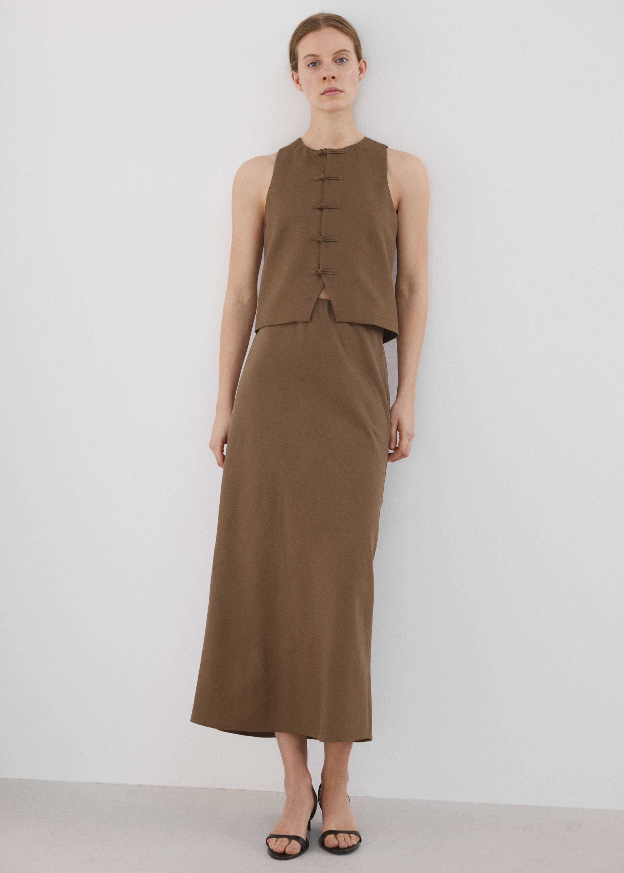 Chaleco traje mezcla lino - Plano general