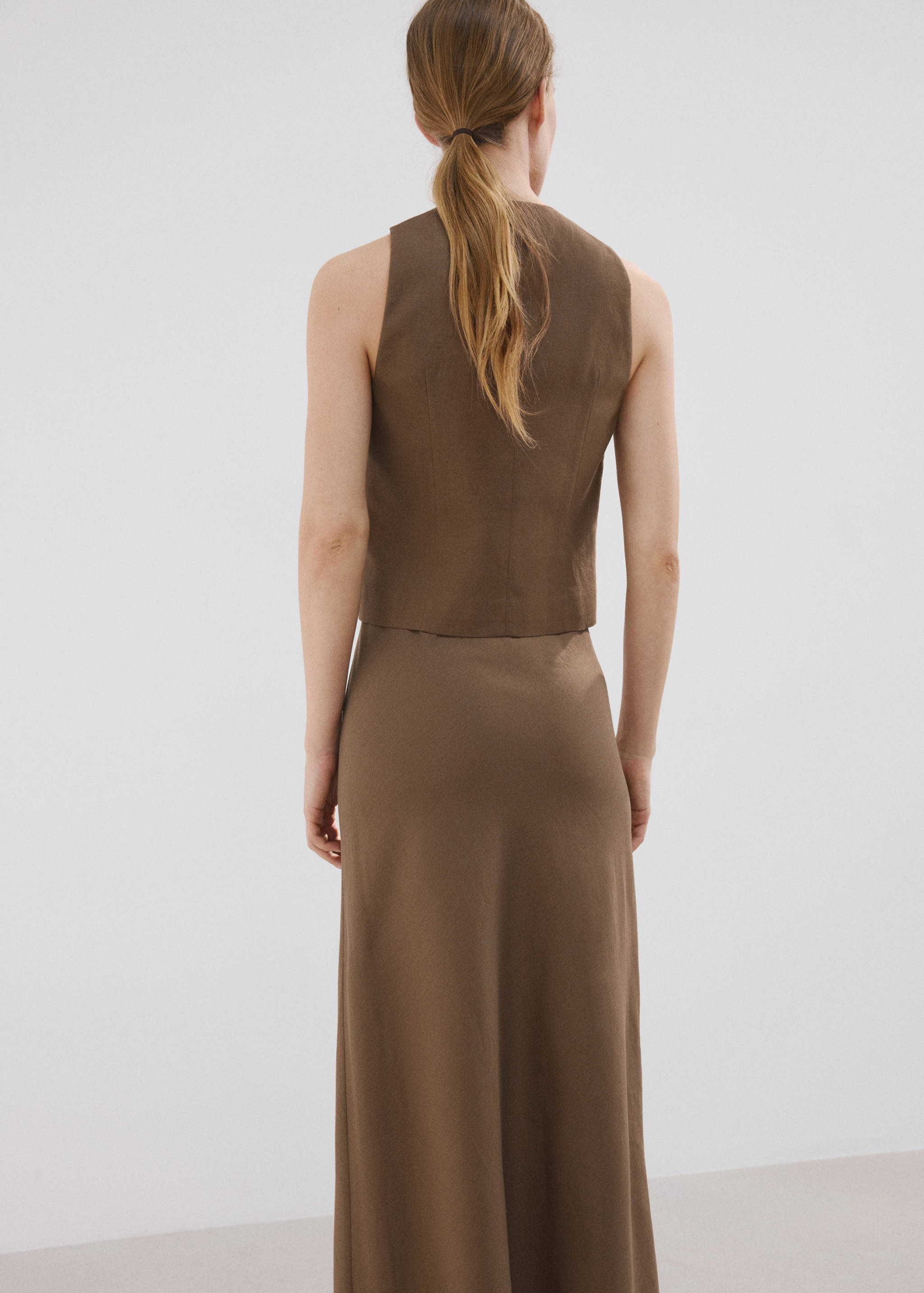 Chaleco traje mezcla lino - Reverso del artículo