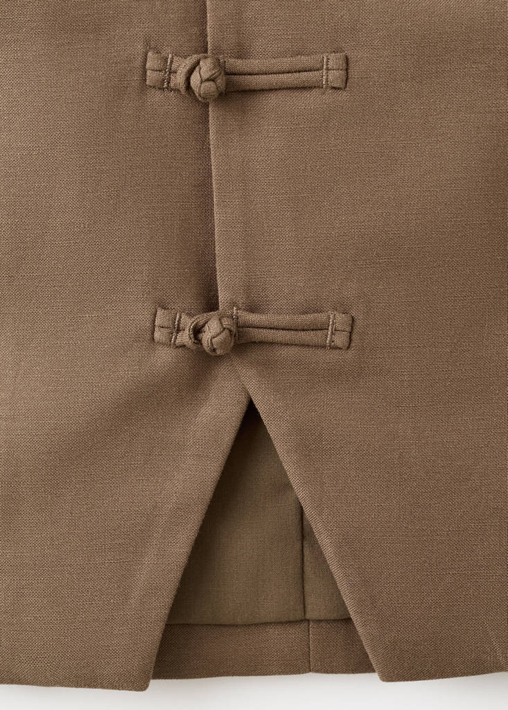Linen toggle waistcoat — Brown