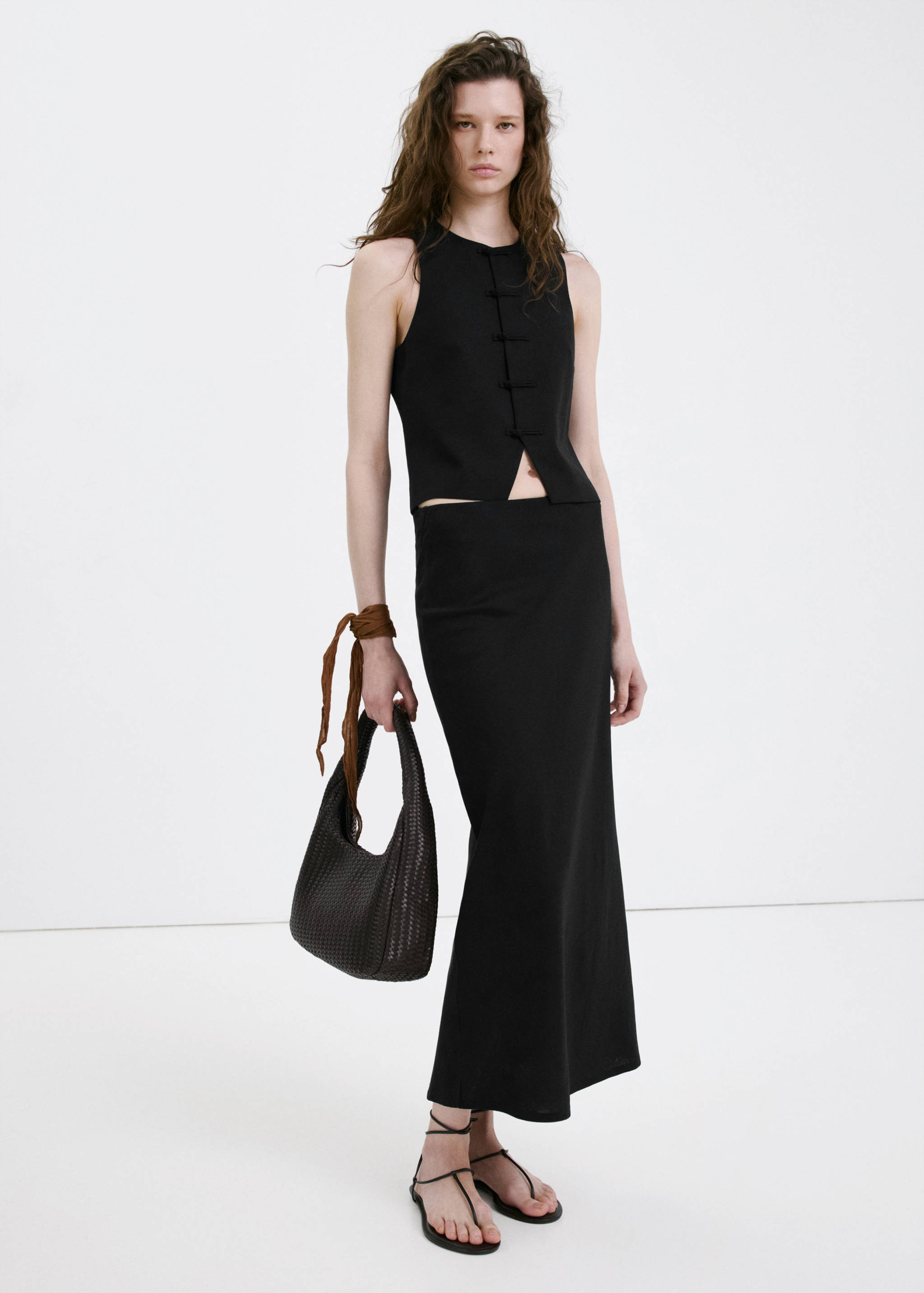 Chaleco traje mezcla lino - Plano general