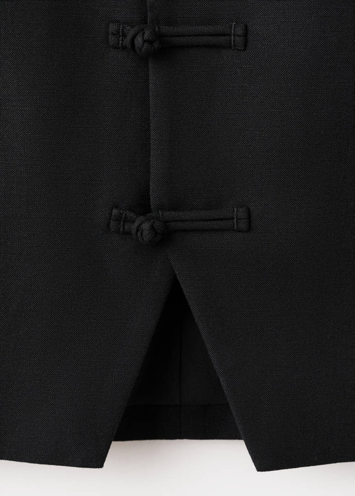 Linen toggle waistcoat — Black
