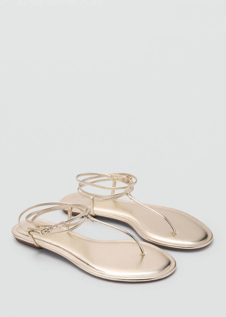Metallic straps sandals — Gold