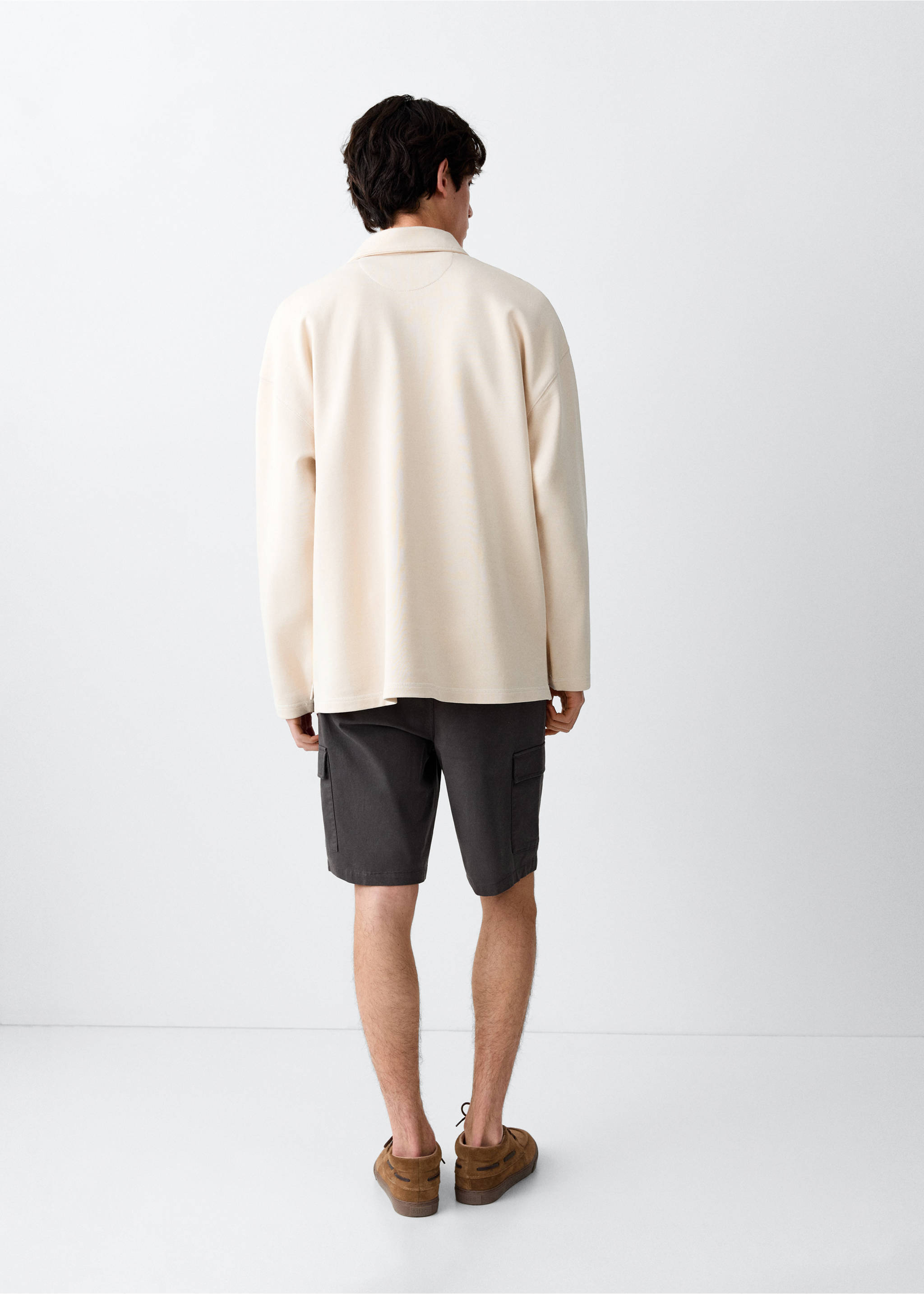 Polo-neck sweatshirt - Reverse of the article, Beige. Ref: 27097786-00.