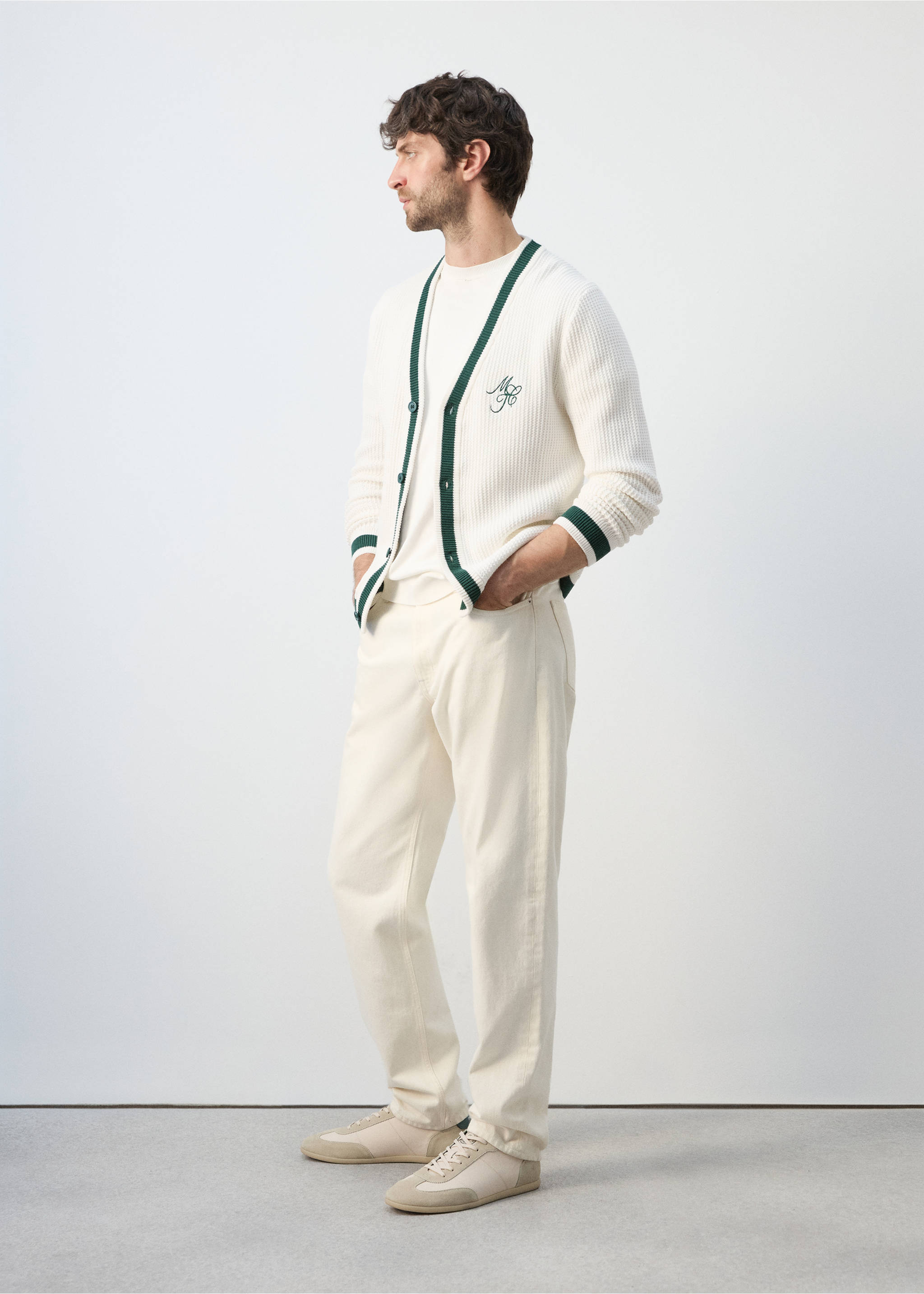 Cardigan punto detalle bordado - Detalle del artículo 2, Blanco roto. Ref: 27097789-00.