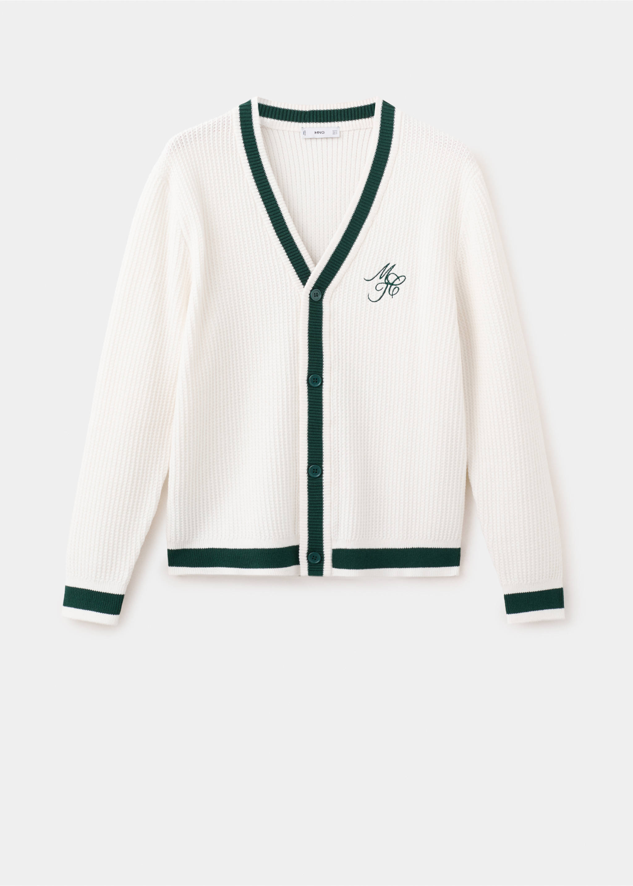 Cardigan punto detalle bordado - Artículo sin modelo, Blanco roto. Ref: 27097789-00.