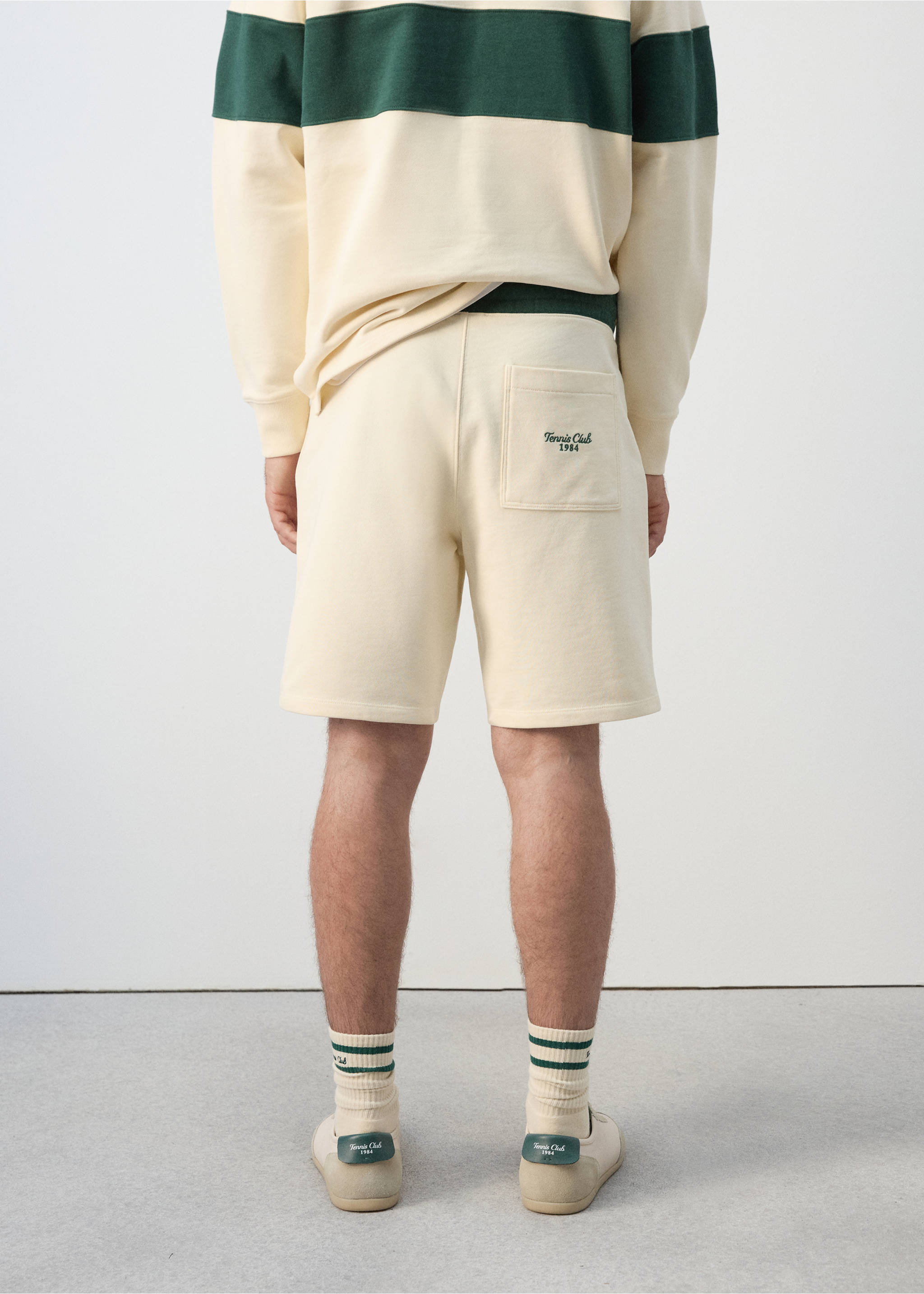 100% cotton jogger Bermuda shorts - Reverse of the article, Off White. Ref: 27097792-00.