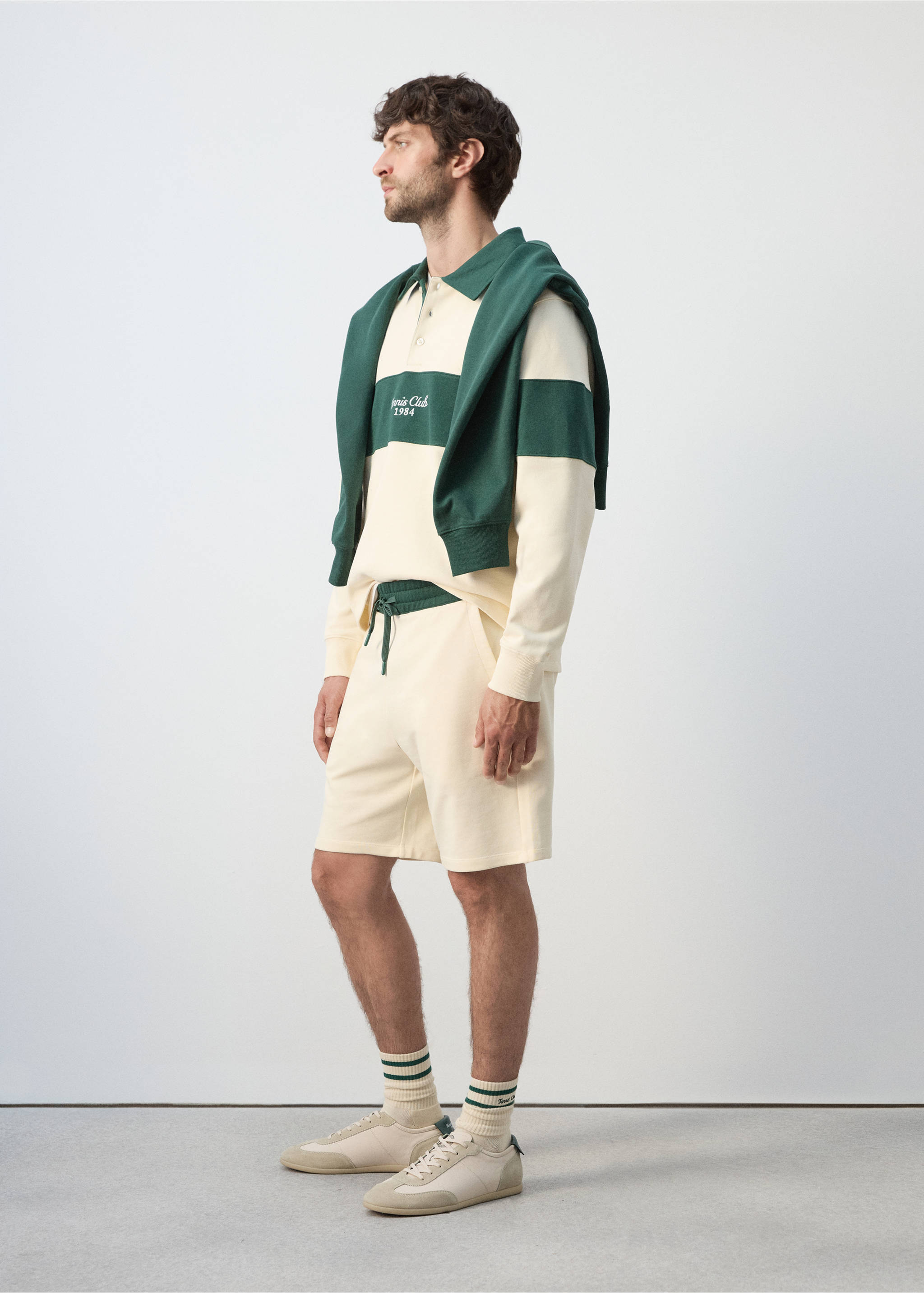 100% cotton jogger Bermuda shorts - Details of the article 2, Off White. Ref: 27097792-00.