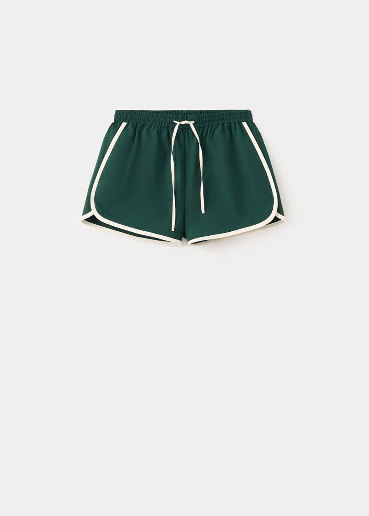 Shorts with contrasting trim — Green