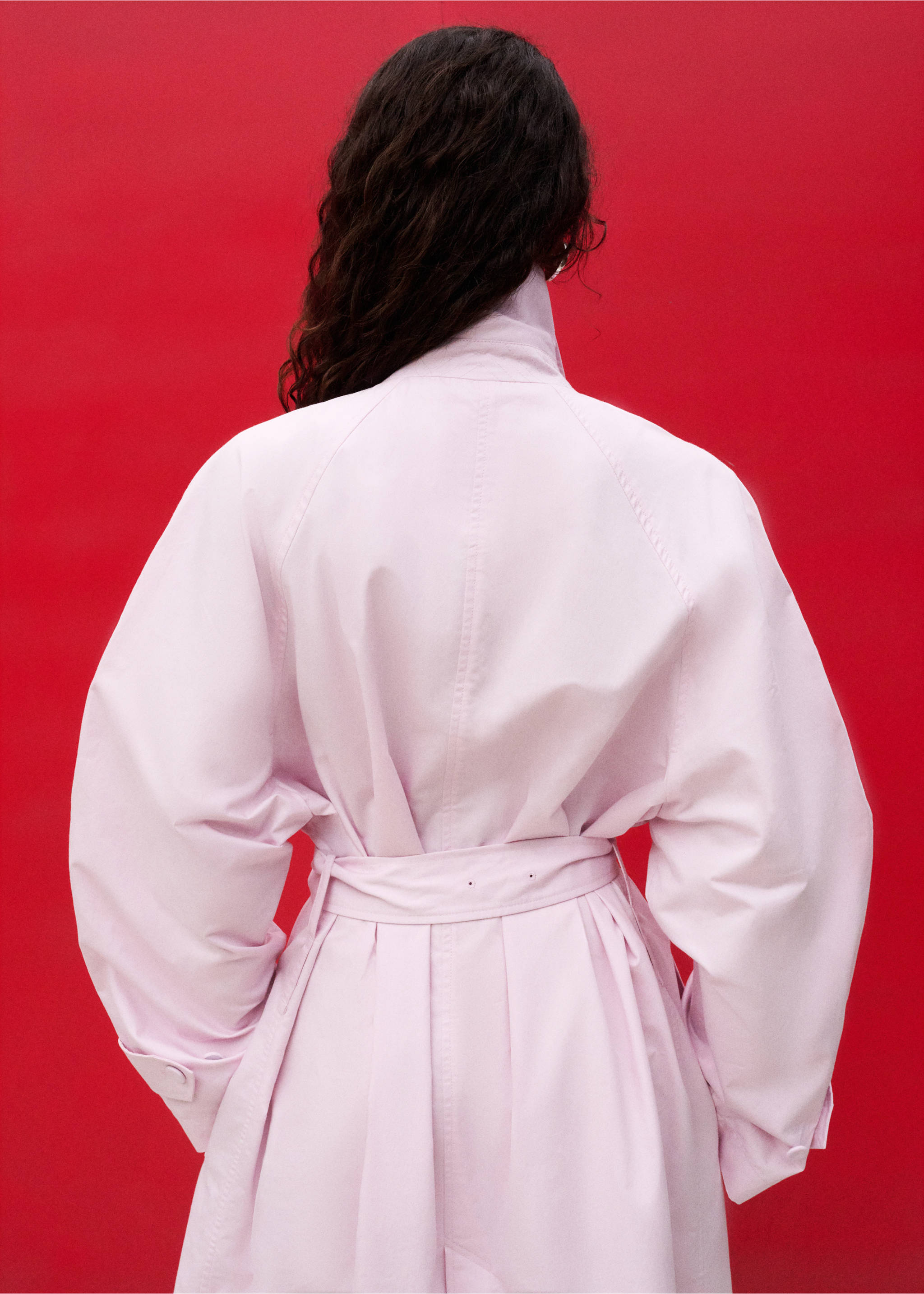 Trench largo cinturón - Reverso del artículo, Rosa. Ref: 27097798-00.