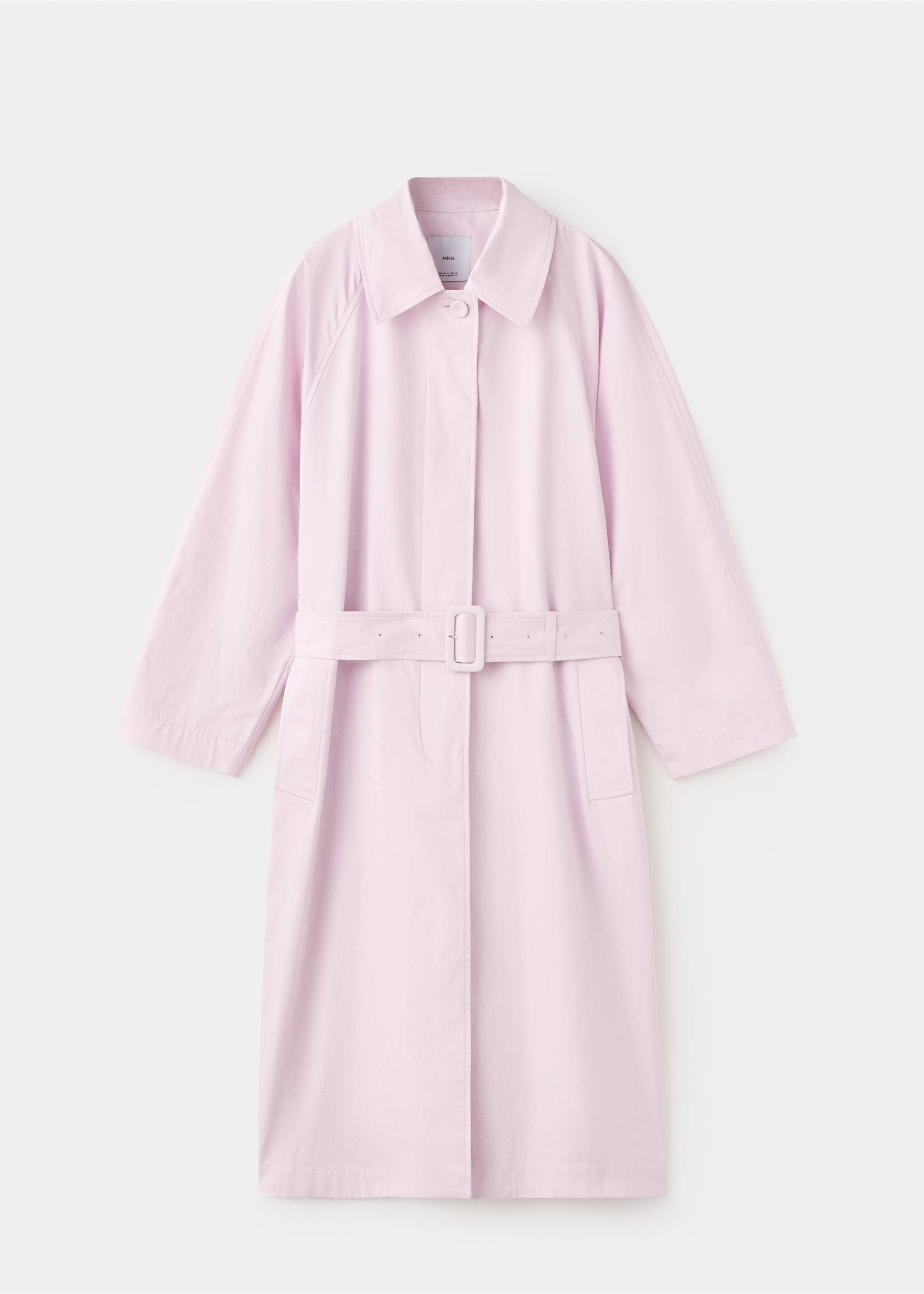 Long trench coat with belt - Article without model, Pink. Ref: 27097798-00.
