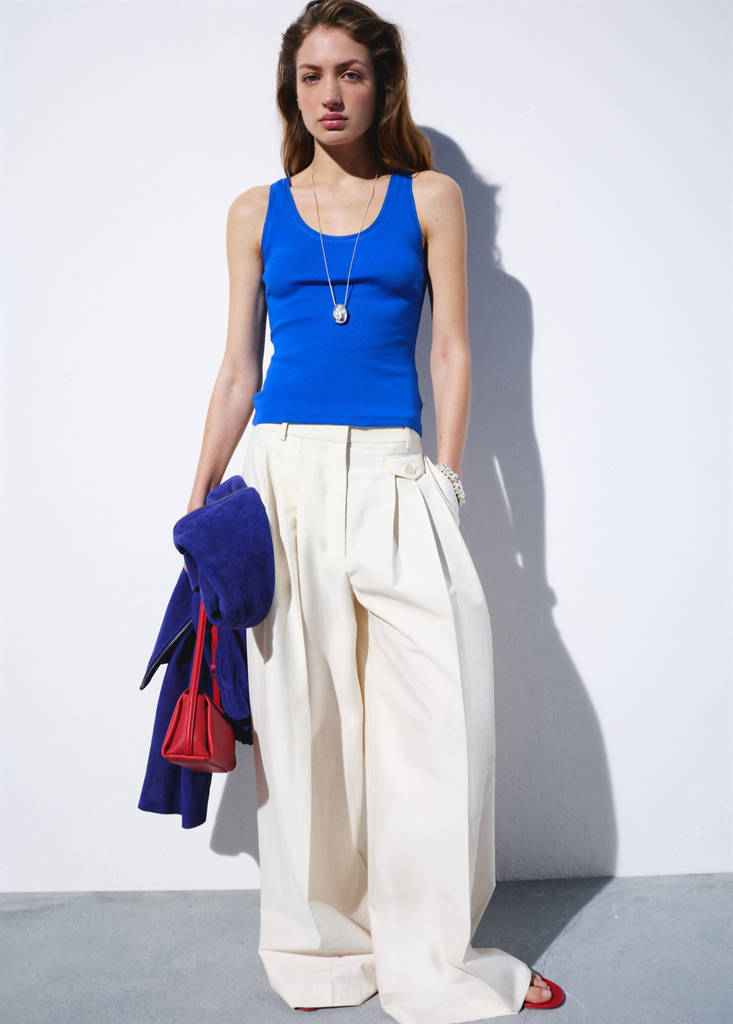 Ribbed cotton top — Blue