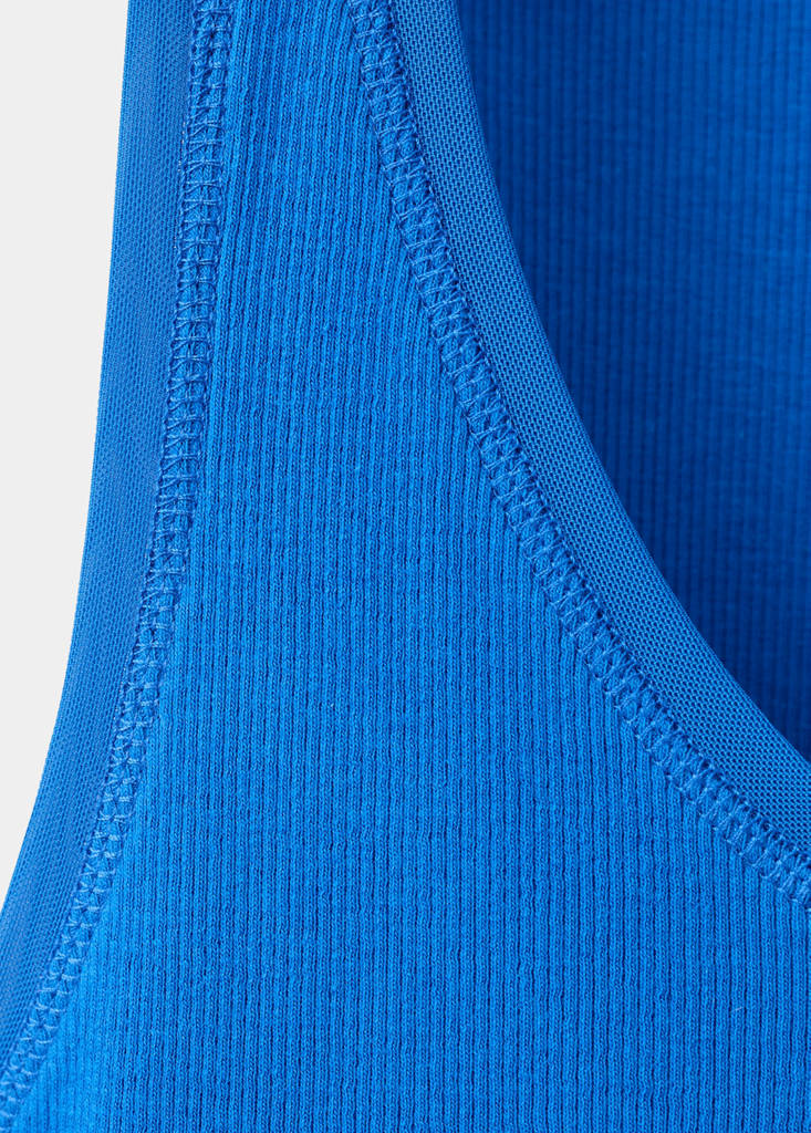 Ribbed cotton top — Blue