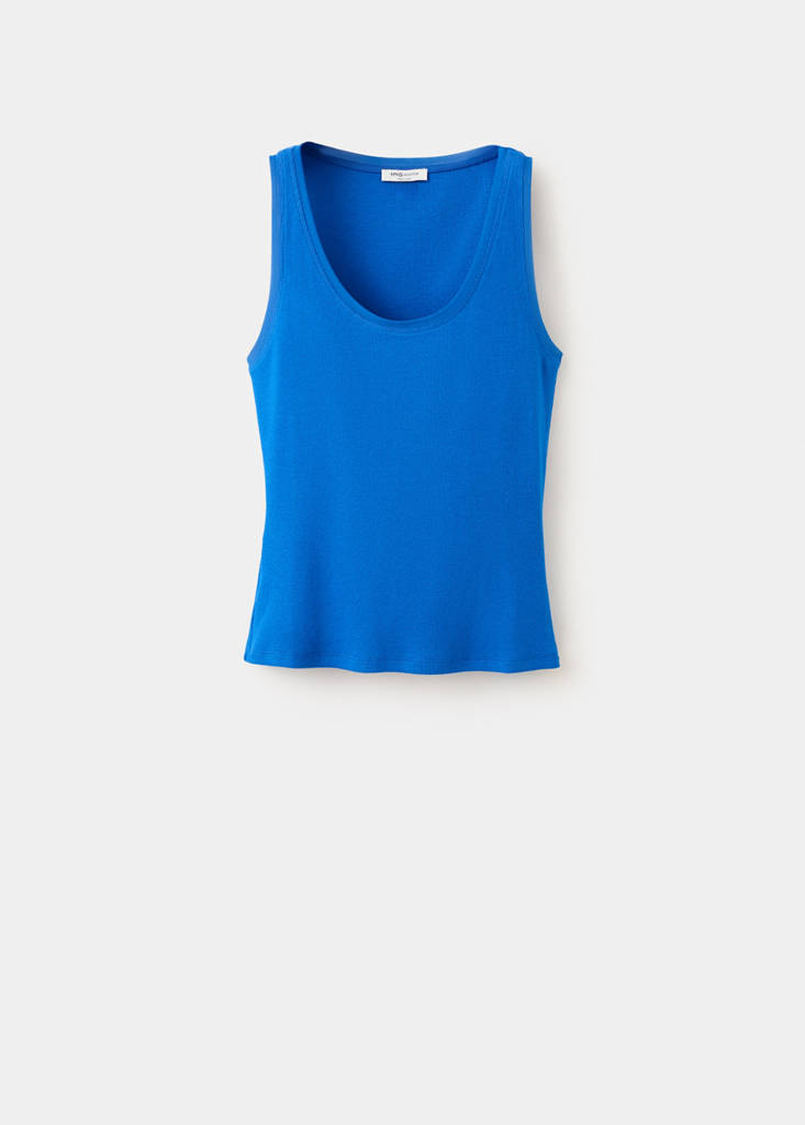 Ribbed cotton top — Blue