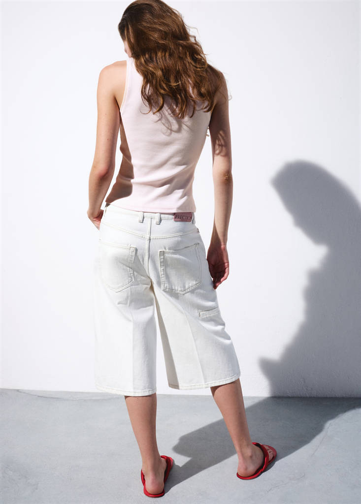Ribbed cotton top — Pastel Pink