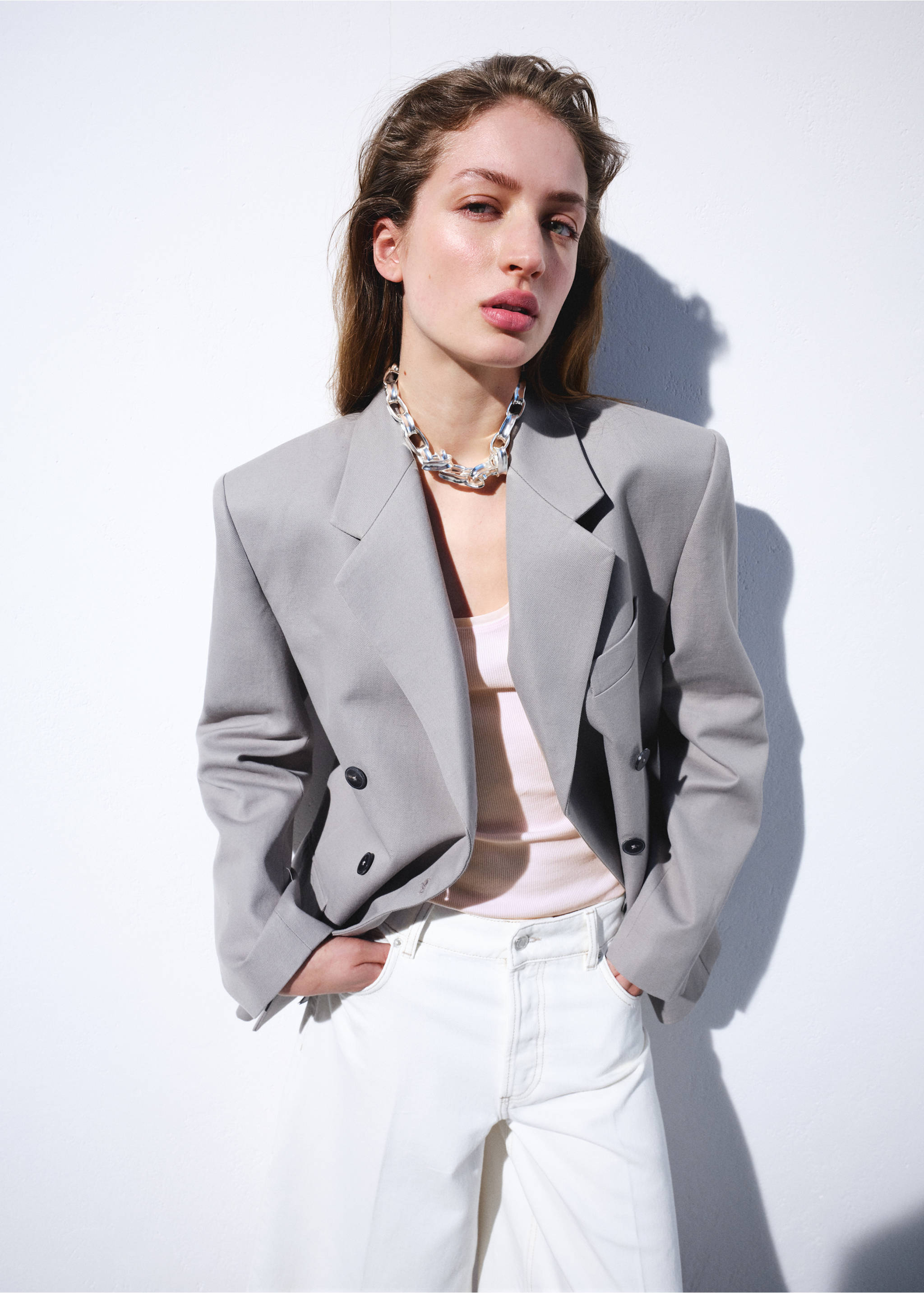 Ribbed cotton top - Details of the article 6, Pastel Pink. Ref: 27097799-00.