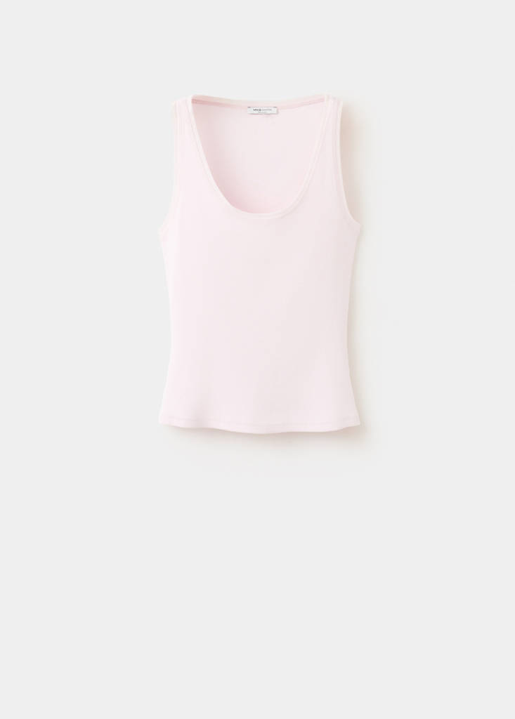 Ribbed cotton top — Pastel Pink