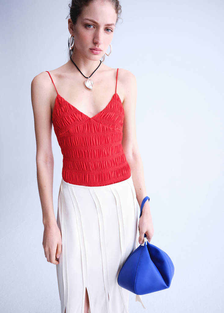 Gathered lyocell body — Red
