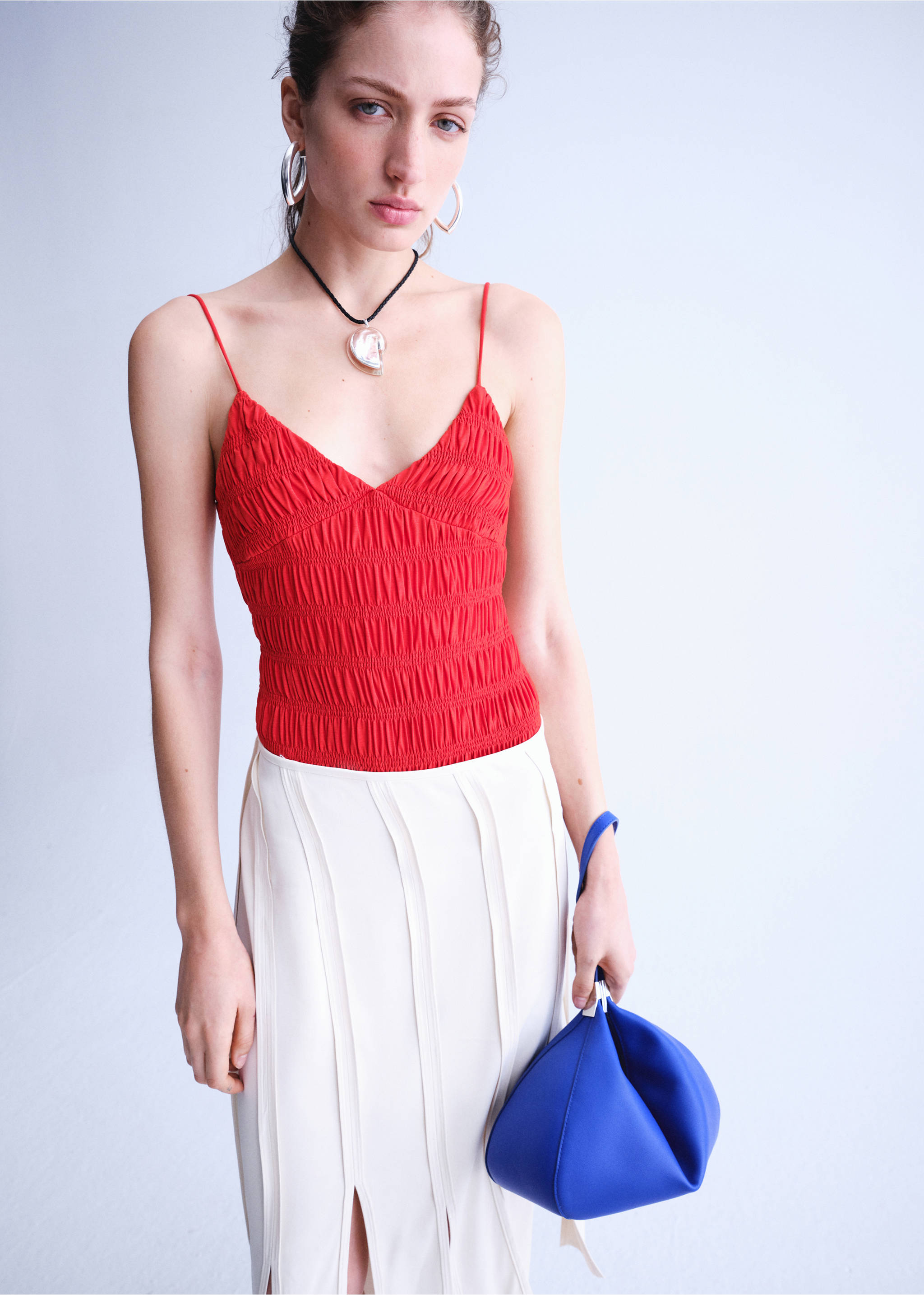 Body lyocell fruncidos - Plano medio, Rojo. Ref: 27097800-00.