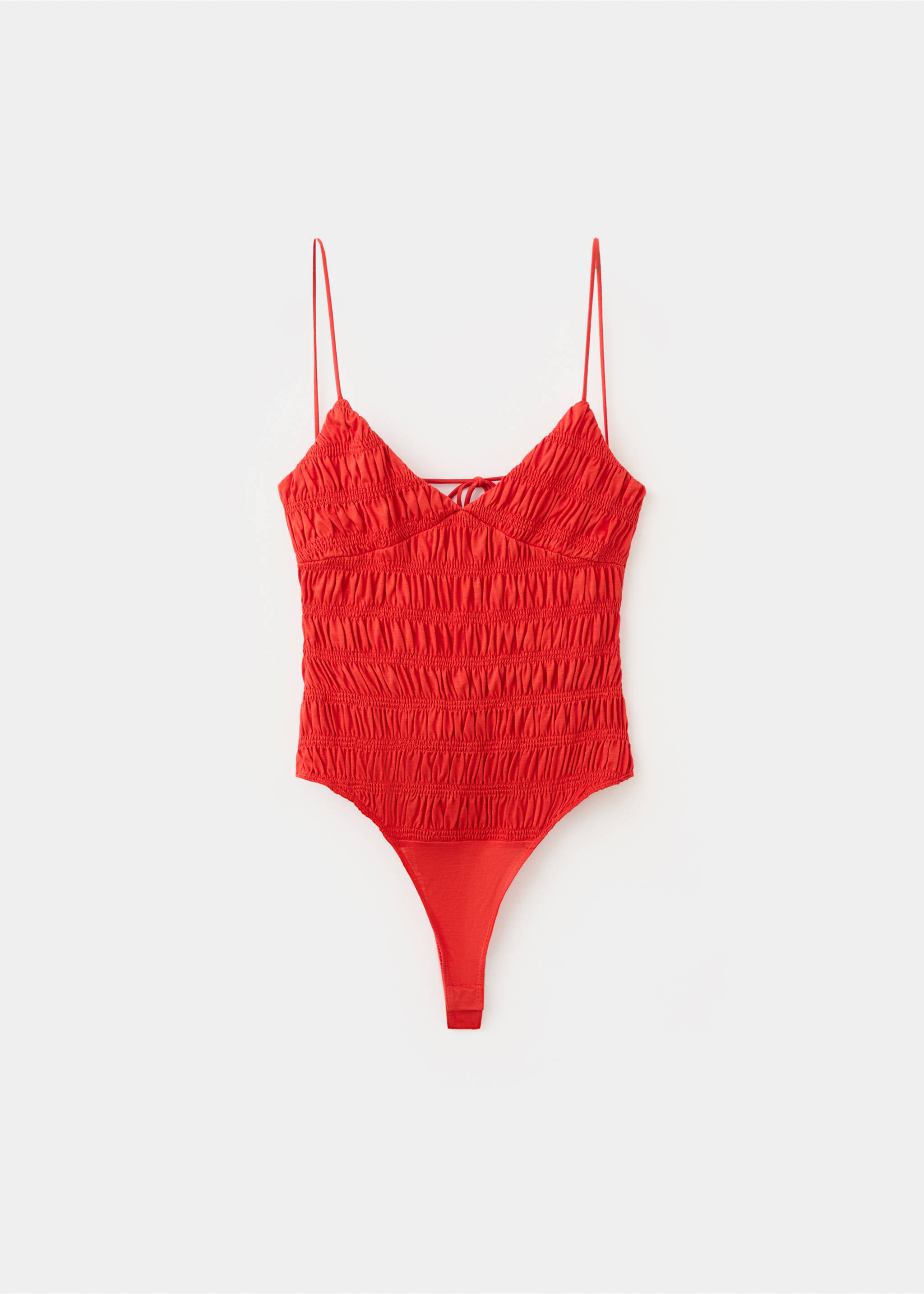 Ruched lyocell bodysuit - Article without model, Red. Ref: 27097800-00.