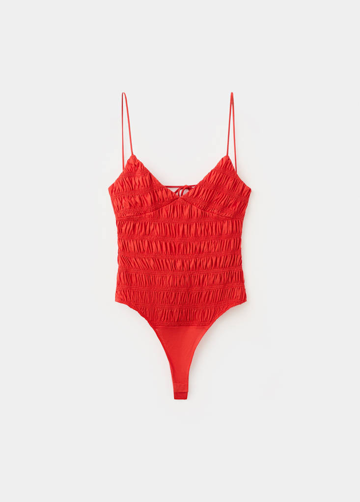 Gathered lyocell body — Red
