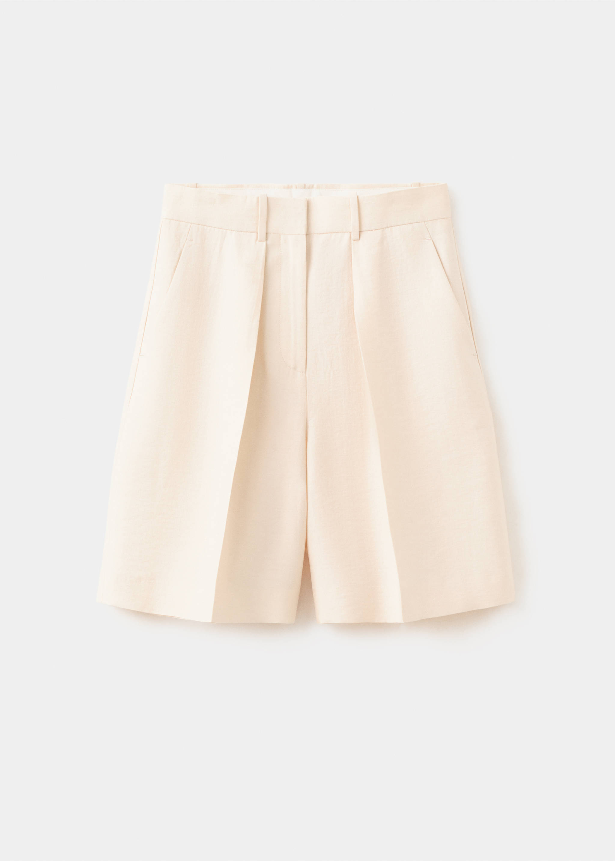 Straight-fit lyocell bermuda shorts - Article without model, Ecru. Ref: 27097801-00.