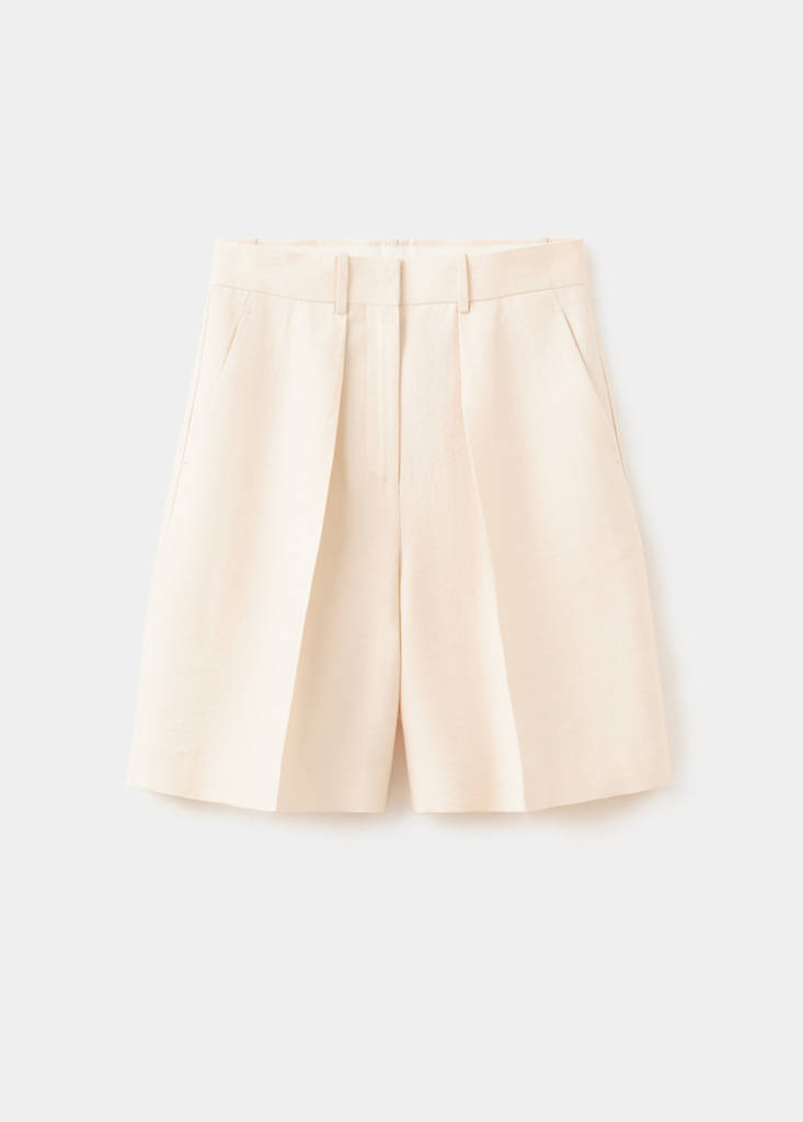 Straight-fit lyocell bermuda shorts — Ecru