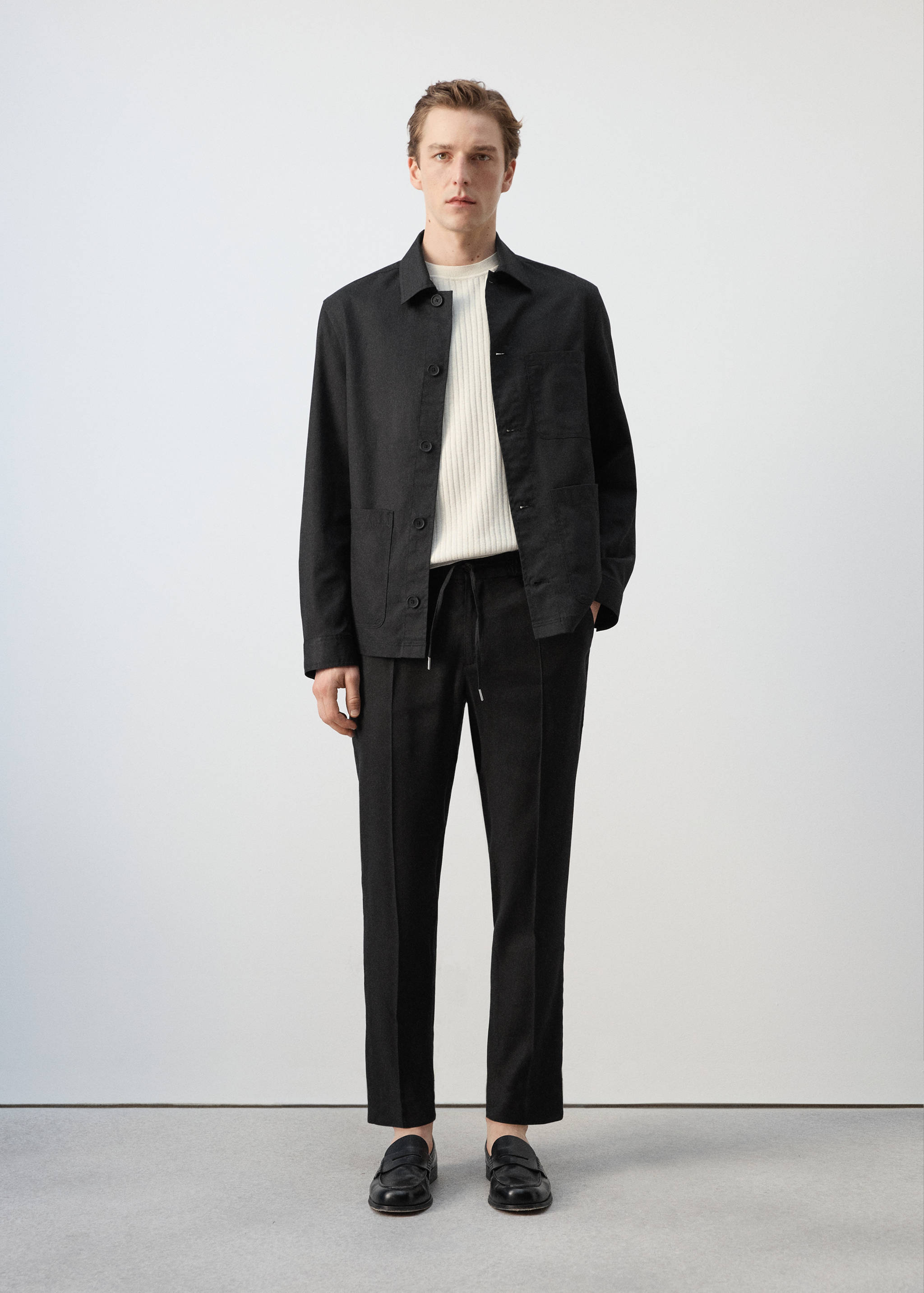 Lyocell cotton jacket with pockets - General plane