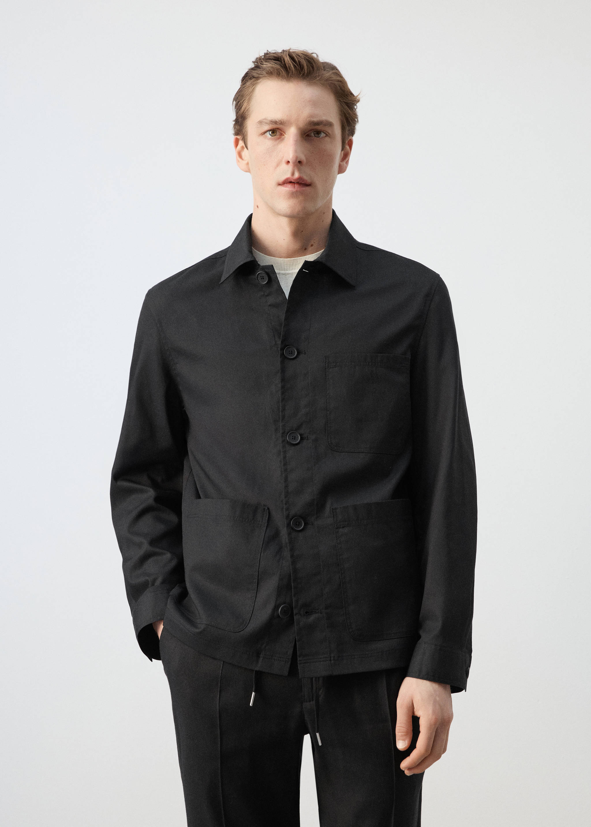 Lyocell cotton jacket with pockets - Medium plane