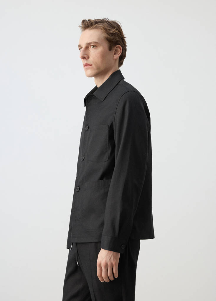 Lyocell cotton jacket with pockets — Black