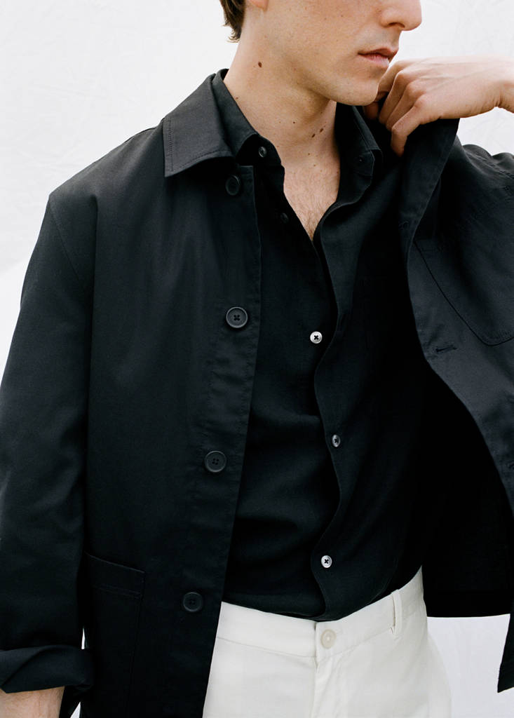 Lyocell cotton jacket with pockets — Black