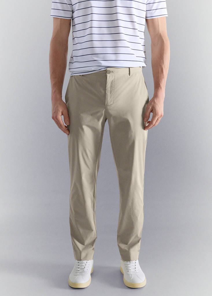 Slim fit water-repellent trousers — Beige