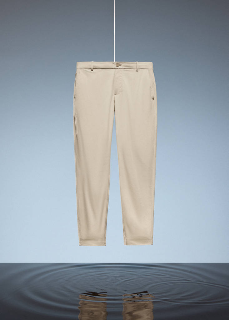 Slim fit water-repellent trousers — Beige