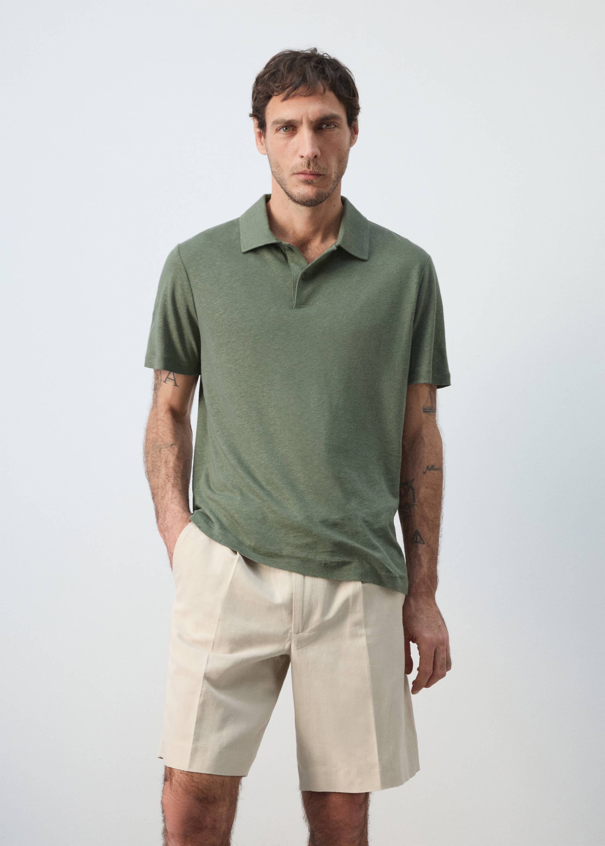 Polo lin slim-fit - Plan moyen