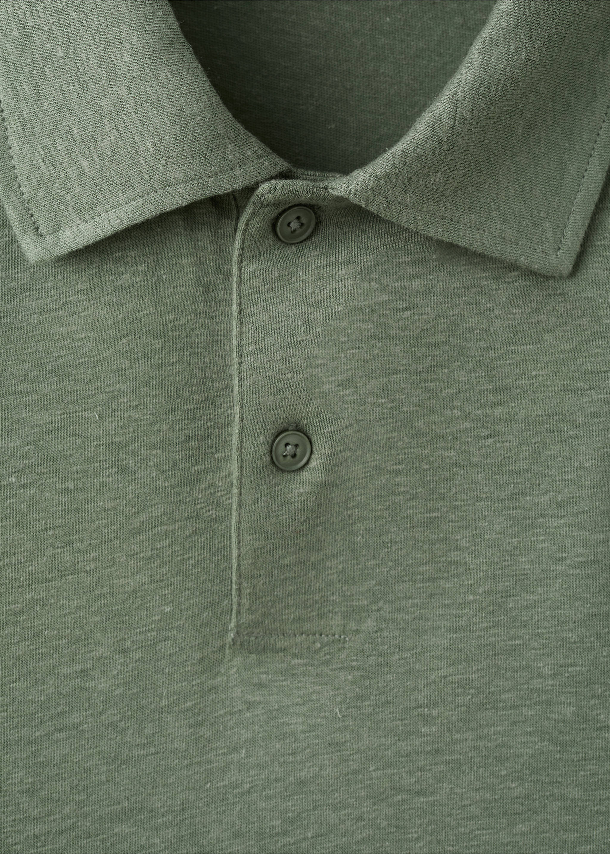 Polo lin slim-fit - Détail de l'article 8, Vert forêt. Ref: 27097894-00.