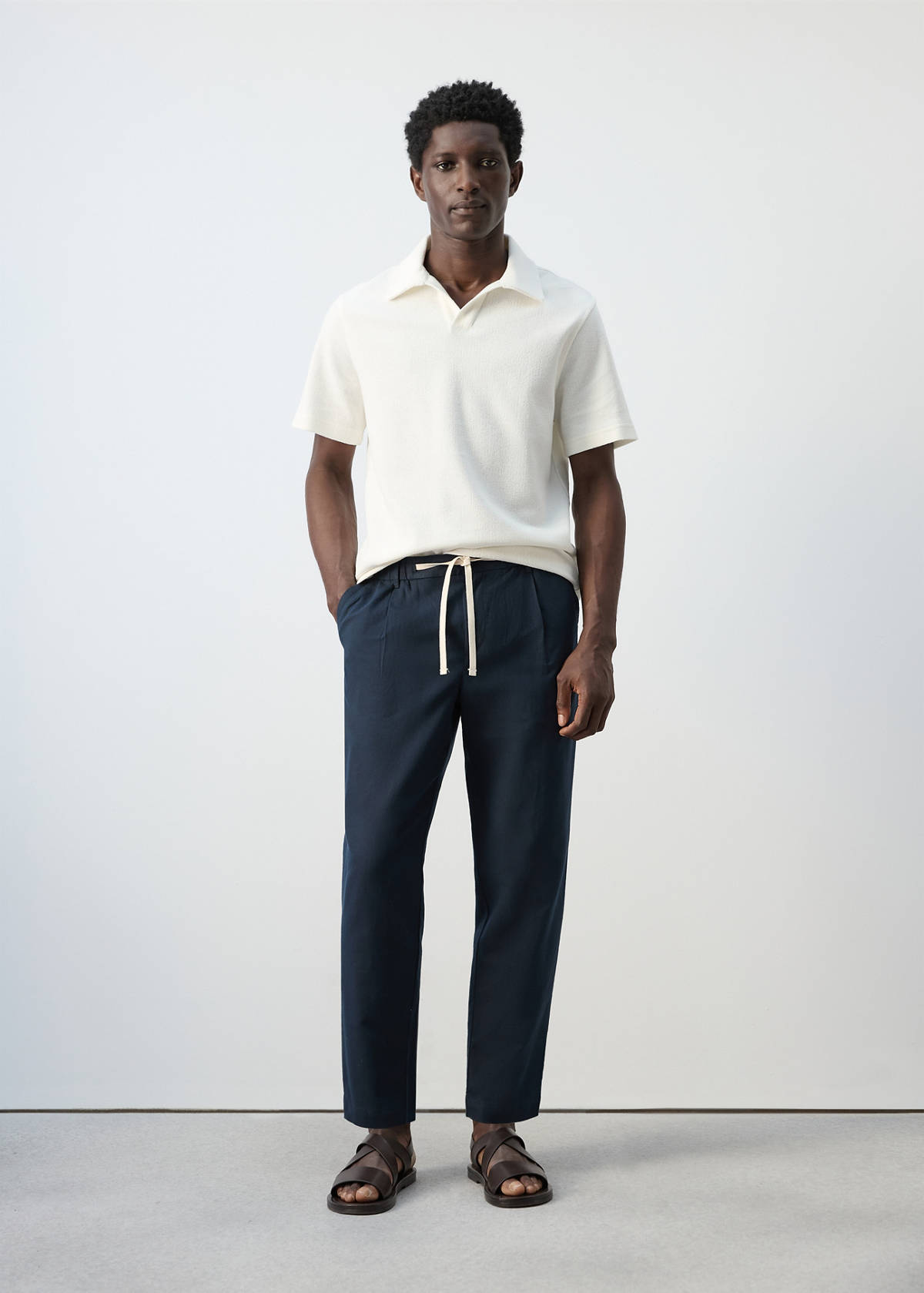 Regular-fit textured polo shirt — White
