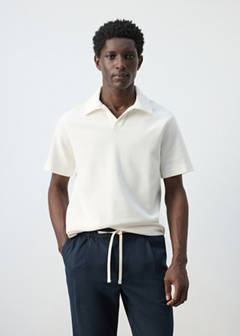 Regular-fit textured polo shirt — White 1