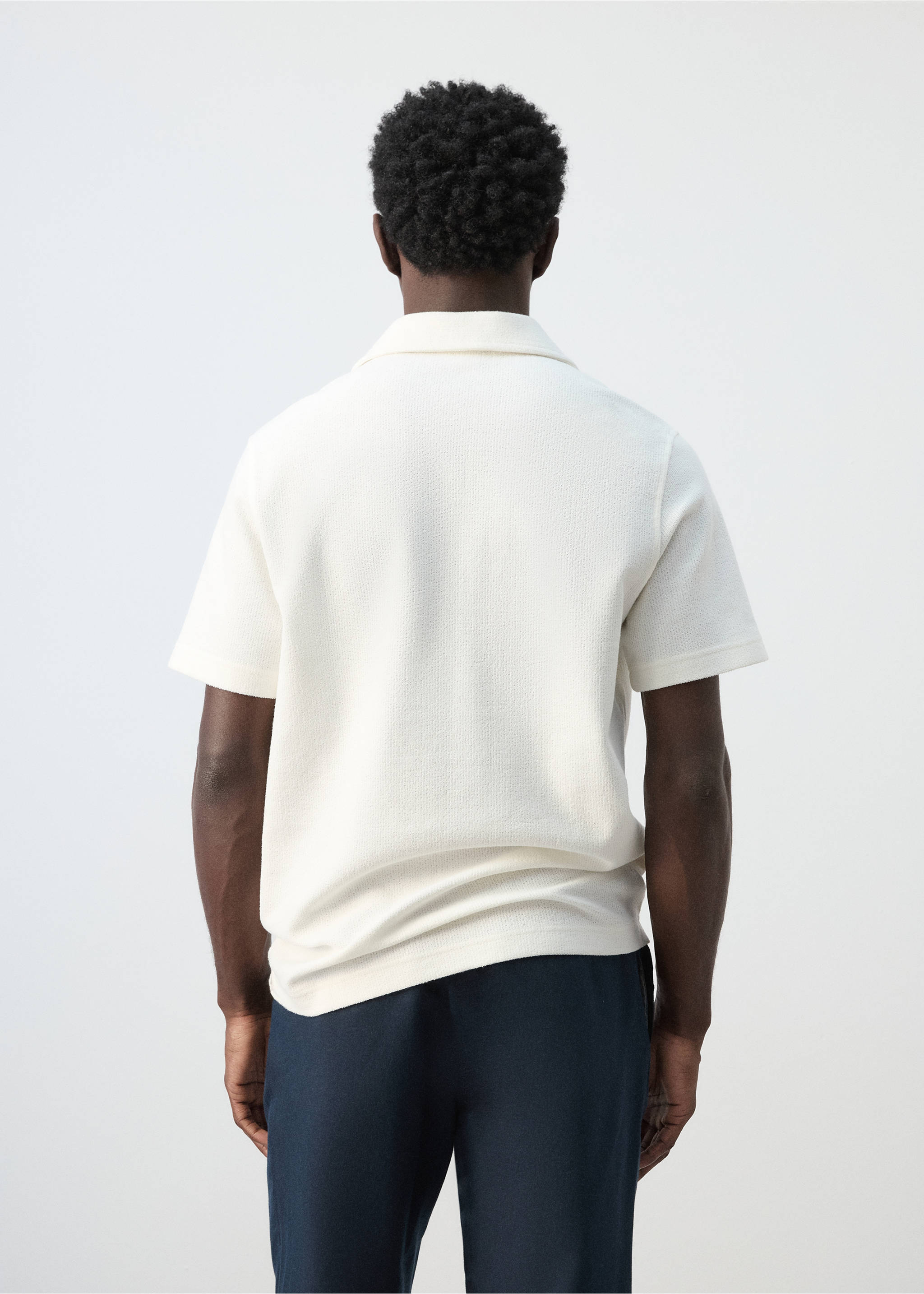 Regular-fit textured polo shirt - Reverse of the article, White. Ref: 27097895-00.