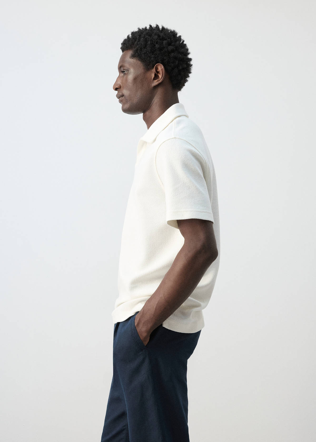 Regular-fit textured polo shirt — White