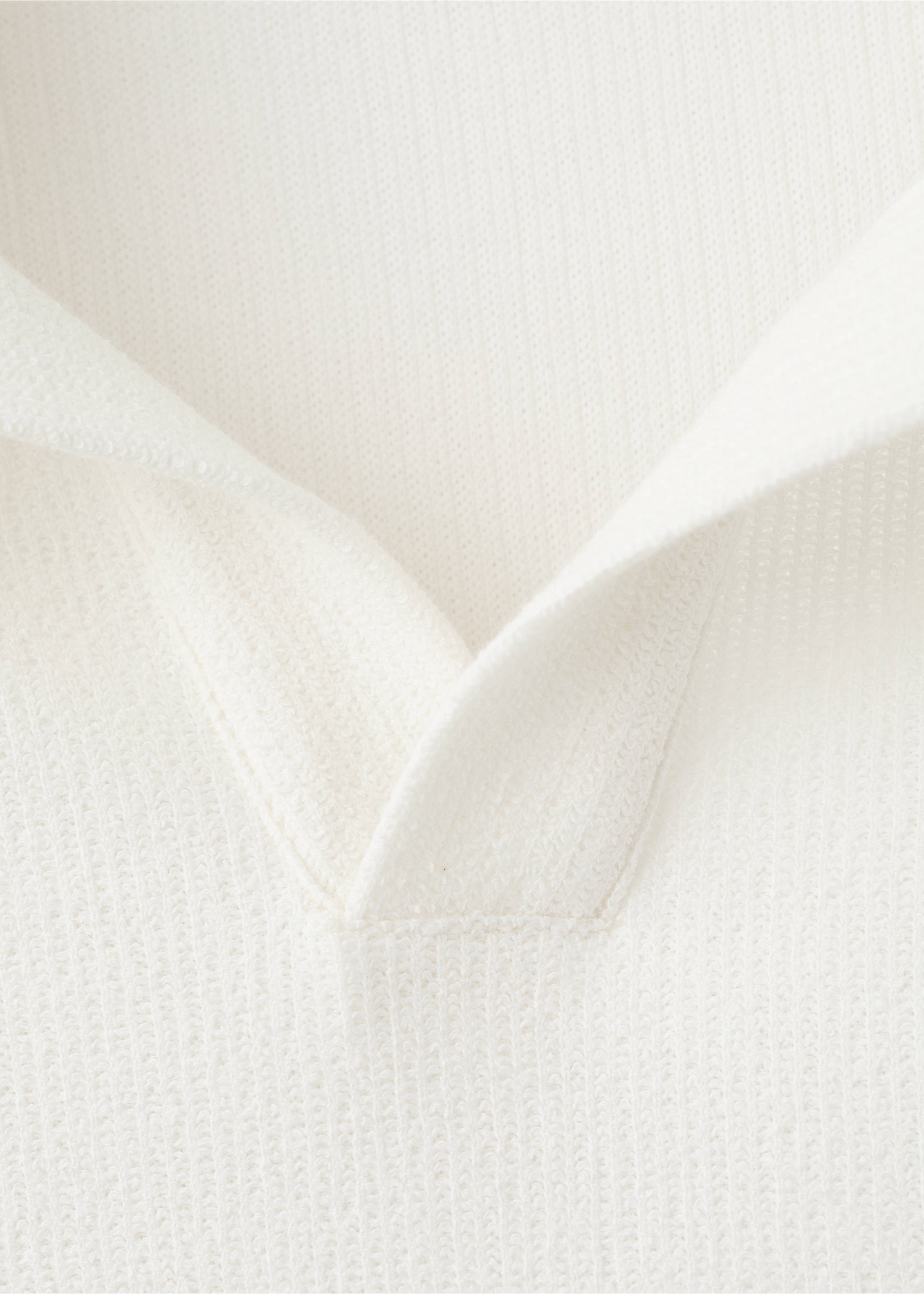 Regular-fit textured polo shirt - Details of the article 8, White. Ref: 27097895-00.