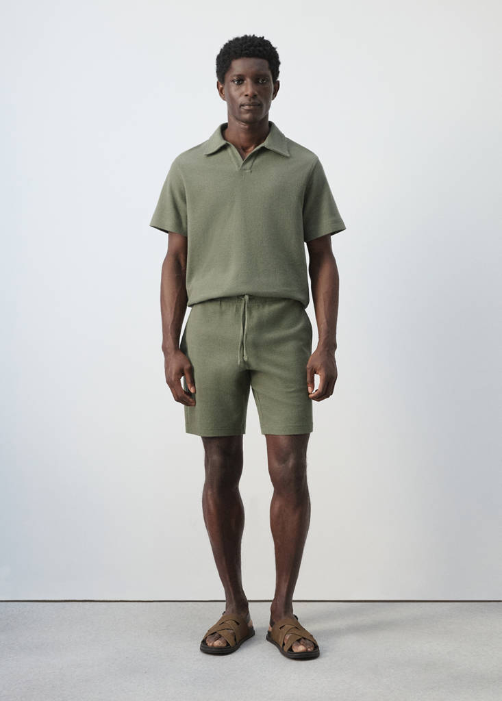 Regular-fit textured polo shirt — Forest Green