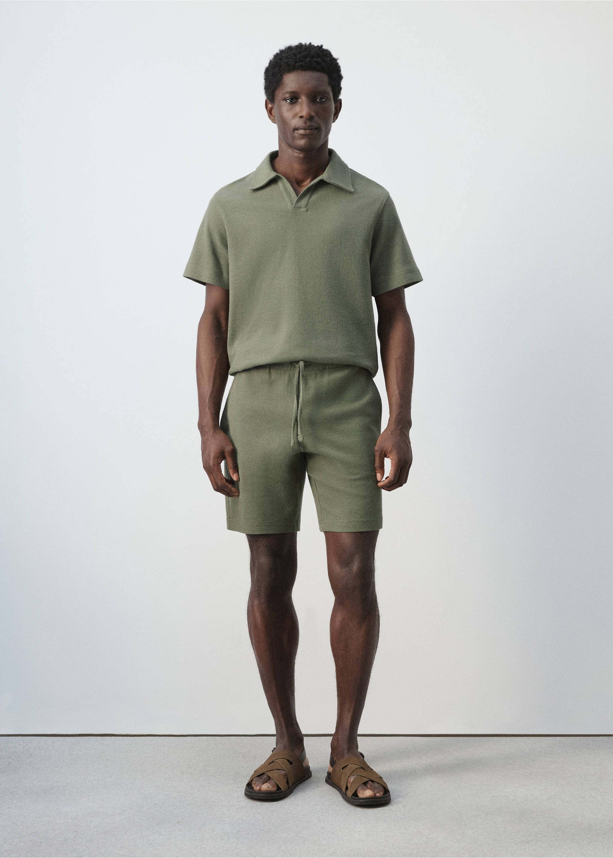 Regular-fit textured polo shirt - General plane, Forest Green. Ref: 27097895-00.