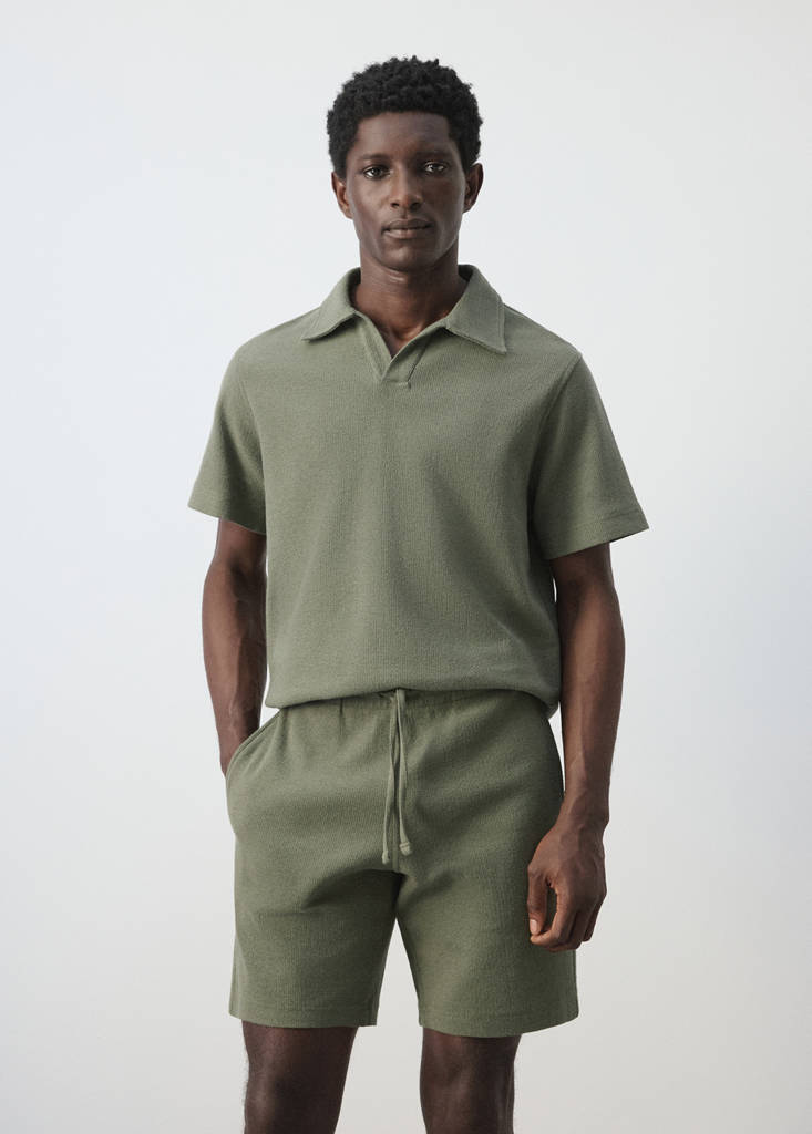 Regular-fit textured polo shirt — Forest Green
